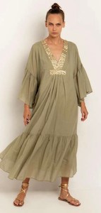 Clothing: Calydon Long Sleeve Dress Tea / Gold