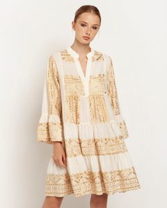 Short dress with gold embroidery