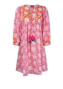 Cotton Floral Dress in Pink