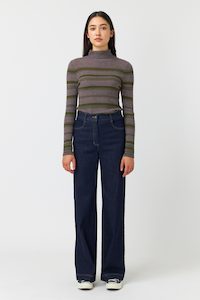 Waffle stripe turtleneck