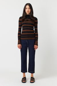 Waffle stripe turtleneck