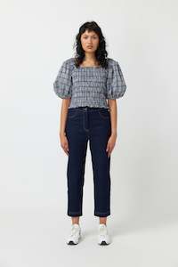 Gingham shirred top