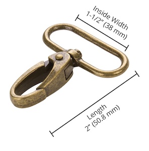 Antique Brass Swivel Snap Hook 1½" - Katipatch Patchwork & Quilting Boutique