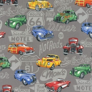 Hot Rods Grey - Katipatch Patchwork & Quilting Boutique