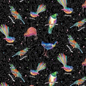 Fabrics textile: Splash of Colour - Birds - Katipatch Patchwork & Quilting Boutique