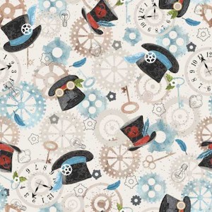 Fabrics textile: Steam Punk Hats Cream - Katipatch Patchwork & Quilting Boutique