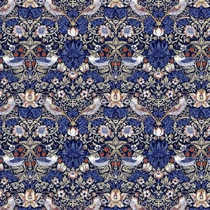 Fabrics textile: Wandle - Mini Strawberry Thief - Blue - Katipatch Patchwork & Quilting Boutique