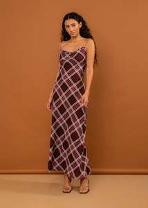 Household good wholesaling: Valentine Dress ~ Plum Tartan