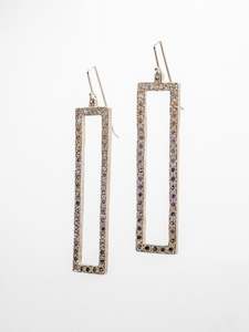 Household good wholesaling: Rectangle Earrings ~ Purple, Brown & Champagne