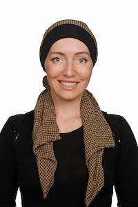 Gingham Attached Scarf Hat