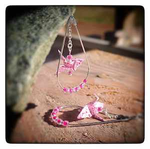 ORIGAMI CRANE Earrings - Hoops