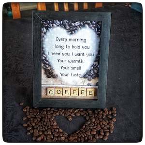 Kitchen Wall Art: IN LOVE WITH COFFEE Frame