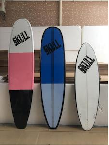 Skull 7’4″ Mini Mal/Funboard Full epoxy. NEW now special