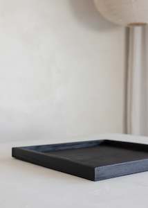 Furniture: Black Square Wooden Tray