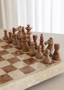 Maku Marble Chess Set / Cream and Terracotta