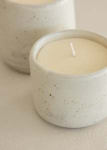 Hand-poured Natural Wax Scented Candle / Sandalwood / Speckled White