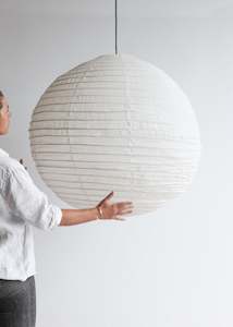 Furniture: Globe Linen Lantern / Off  White