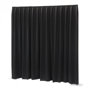 P&D curtain 330(w) x 500(h) cm black MCS 300 g/m2 pleated