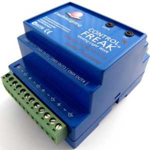 Rental of theatrical equipment: Control Freak DMX Splitter/Repeater 1 in 4 out din rail