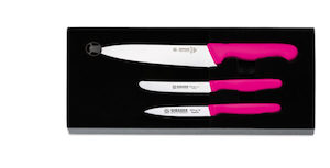 Products: Giesser 3 piece kitchen knife set Pink handle (9851 PI) - Kentmaster New Zealand