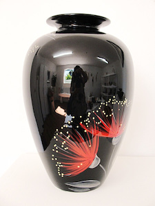 Keriblue Ceramics Large Lima Vase Black Pohutukawa