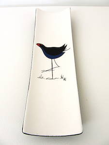 Keriblue Ceramics Bamboo Dish – White Pukeko