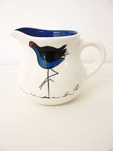 Keriblue Ceramics: Keriblue Ceramics Cream Jug – White Pukeko