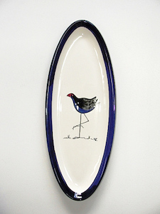 Blue Pukeko Tableware: Keriblue Ceramics Garlic Bread Plate – Blue Pukeko