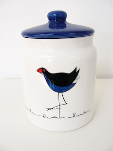 Keriblue Ceramics Large Canister – White Pukeko