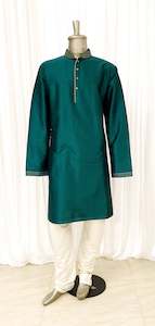 Bottle Green Mens Kurta Pyjama Set