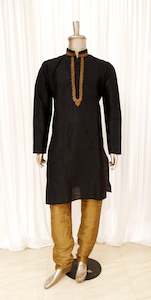 Black Mens Kurta Pyjama Set