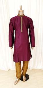 Plum & Gold Mens Kurta Pyjama Set