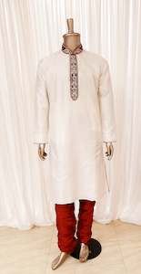 Mens: Off-white Mens Kurta Pyjama Set