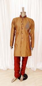 Antique Gold Mens Kurta Pyjama Set