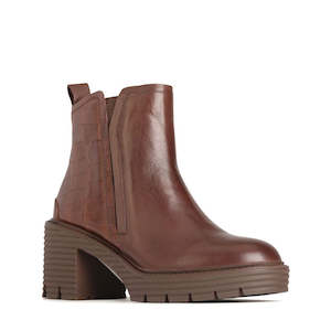 Shoe: EOS Malina Chestnut Heeled Leather Boot