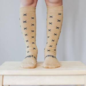 Shoe: Lamington Chestnut Tan Black Merino Socks Knee High