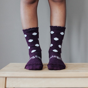 Lamington Crew Shorter Mulberry Kids Merino Socks Purple up to 12 years