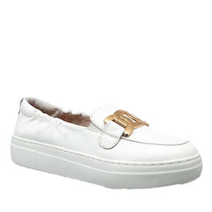 Shoe: Alfie & Evie Maldon Slip On White Ballet Flat Plus