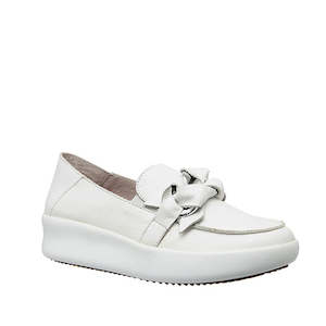 Alfie & Evie Mafia Loafer Slip On White Leather