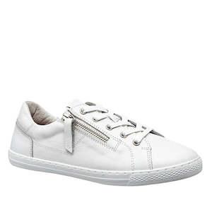 Shoe: Alfie & Evie Salute Lite Leather Casual Sneaker White with Zip