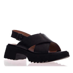 Alfie & Evie Lake Black Platform Leather Sandals