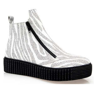 Alfie & Evie Womens Davith Zebra Leather Ankle Boot