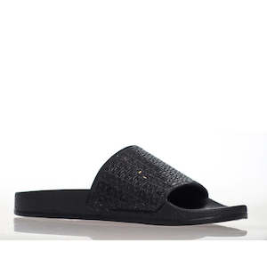 Alfie & Evie Billie Black Diamante Slide - Slight Arch Support