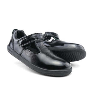 Bobux Kid+ Black School Patent Leather Shoe Brave T-Bar