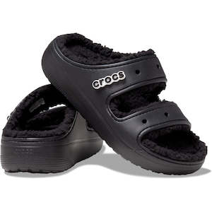 Shoe: Crocs Classic Cozzzy Sandal Mens Womens Black - Fluffy