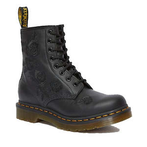 Dr Martens - 1460 Vonda Black 8 ups with Black Flowers Mono