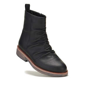 Rollie Womens Ankle Black Leather Boot Side Zip Rise Artisan