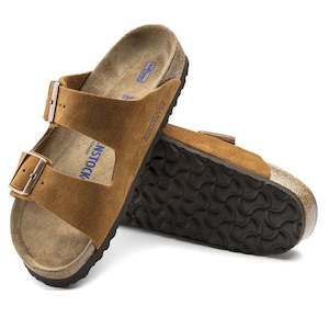 Shoe: Birkenstock Arizona Suede Leather Mink Regular Width  SFB Soft Footbed