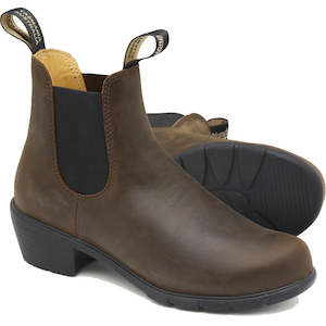 Shoe: Blundstone Womens 1673 Heeled Brown Ankle Comfy Boot