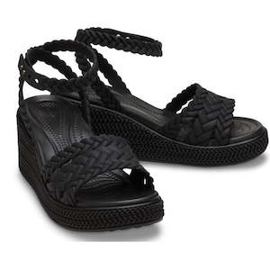 Shoe: Crocs Sandal Wedge Black Brooklyn Ankle Strap